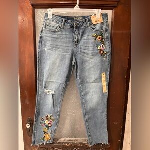 Ruff Hewn Light Blue Embroidered Skinny Jeans